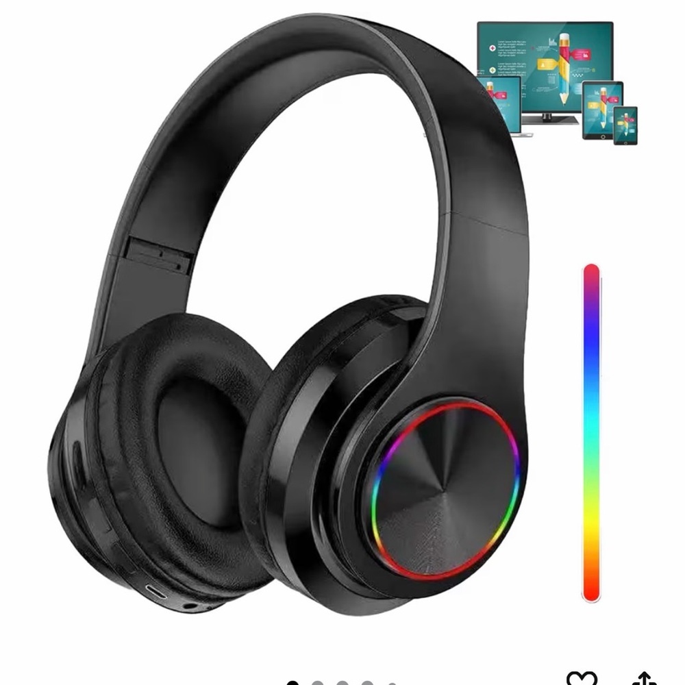 Black Wireless Headphones with LED Lights
